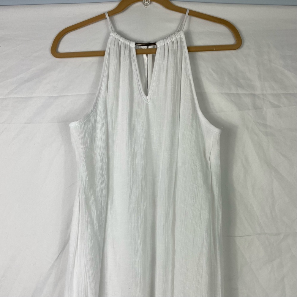 New York & Company white maxi High Low dress Halter Strappy